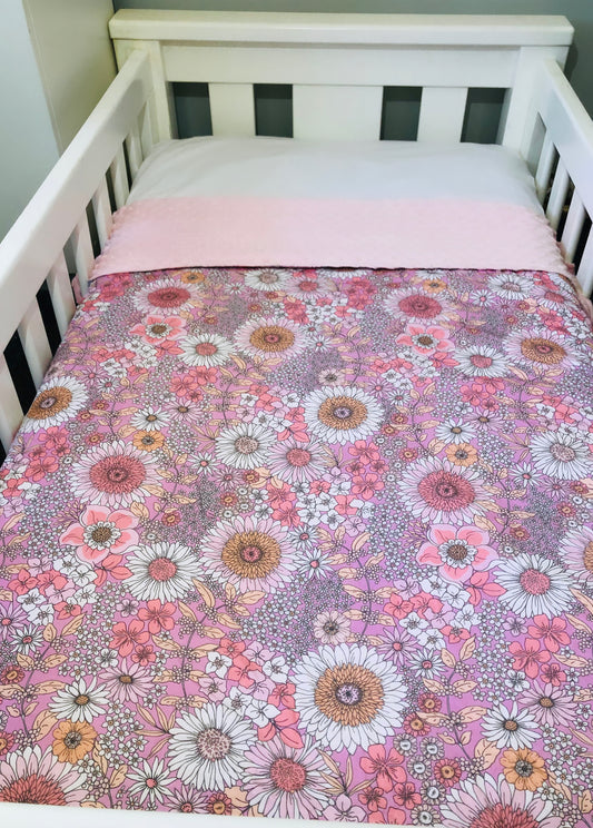 Sadie floral - pink - cot blanket