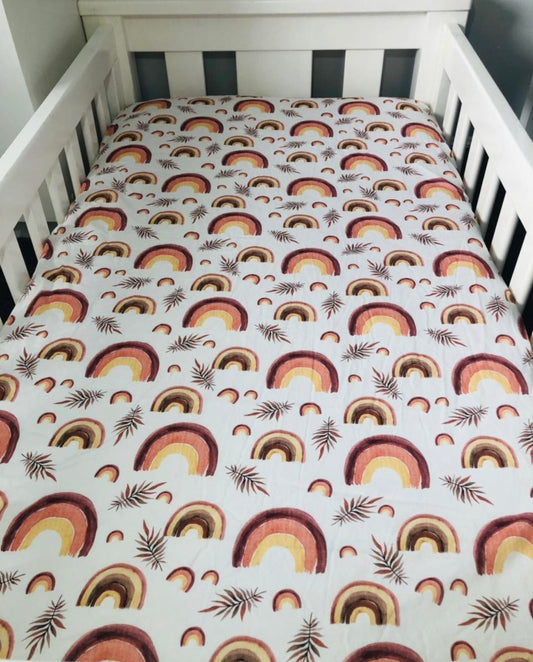 Rainbow rust - fitted cot sheet