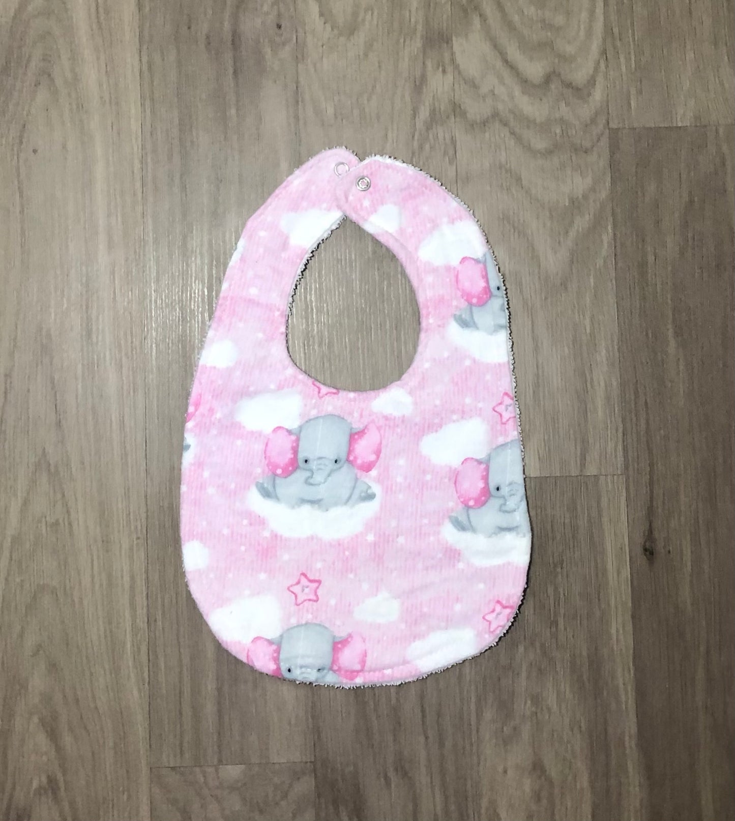 Pink elephants, bibs, handmade 