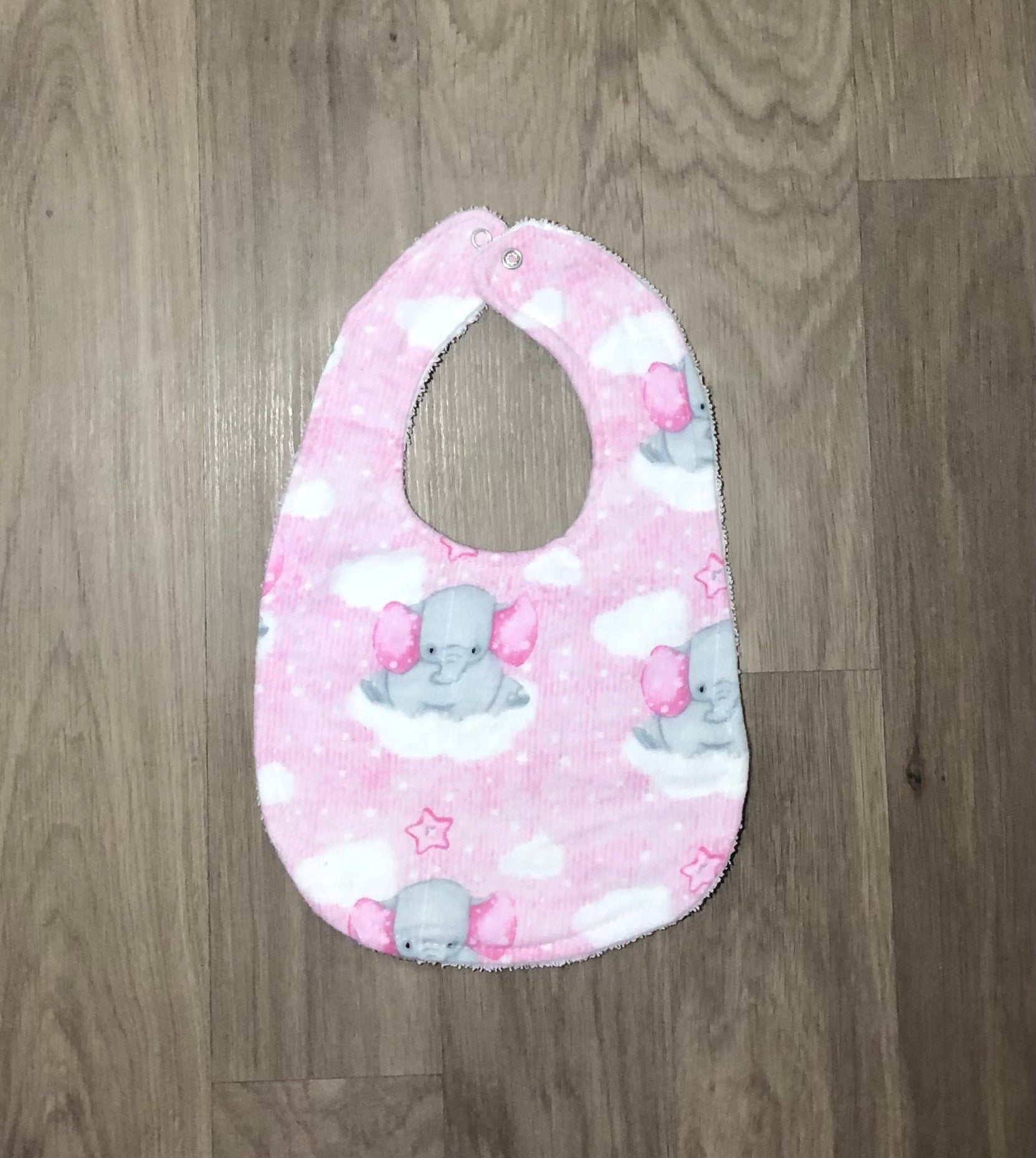 Pink elephants, bibs, handmade 