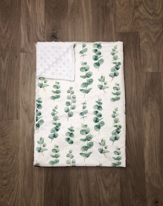 pram blanket, handmade blanket, eucalyptus