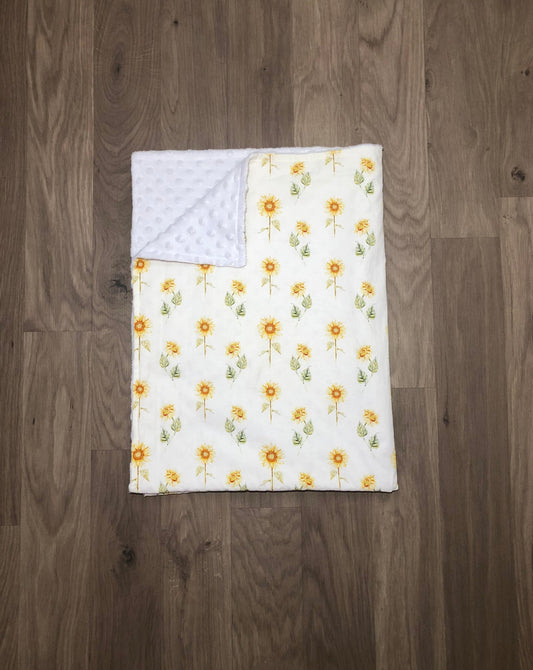 pram blanket, handmade blanket, sunflowers